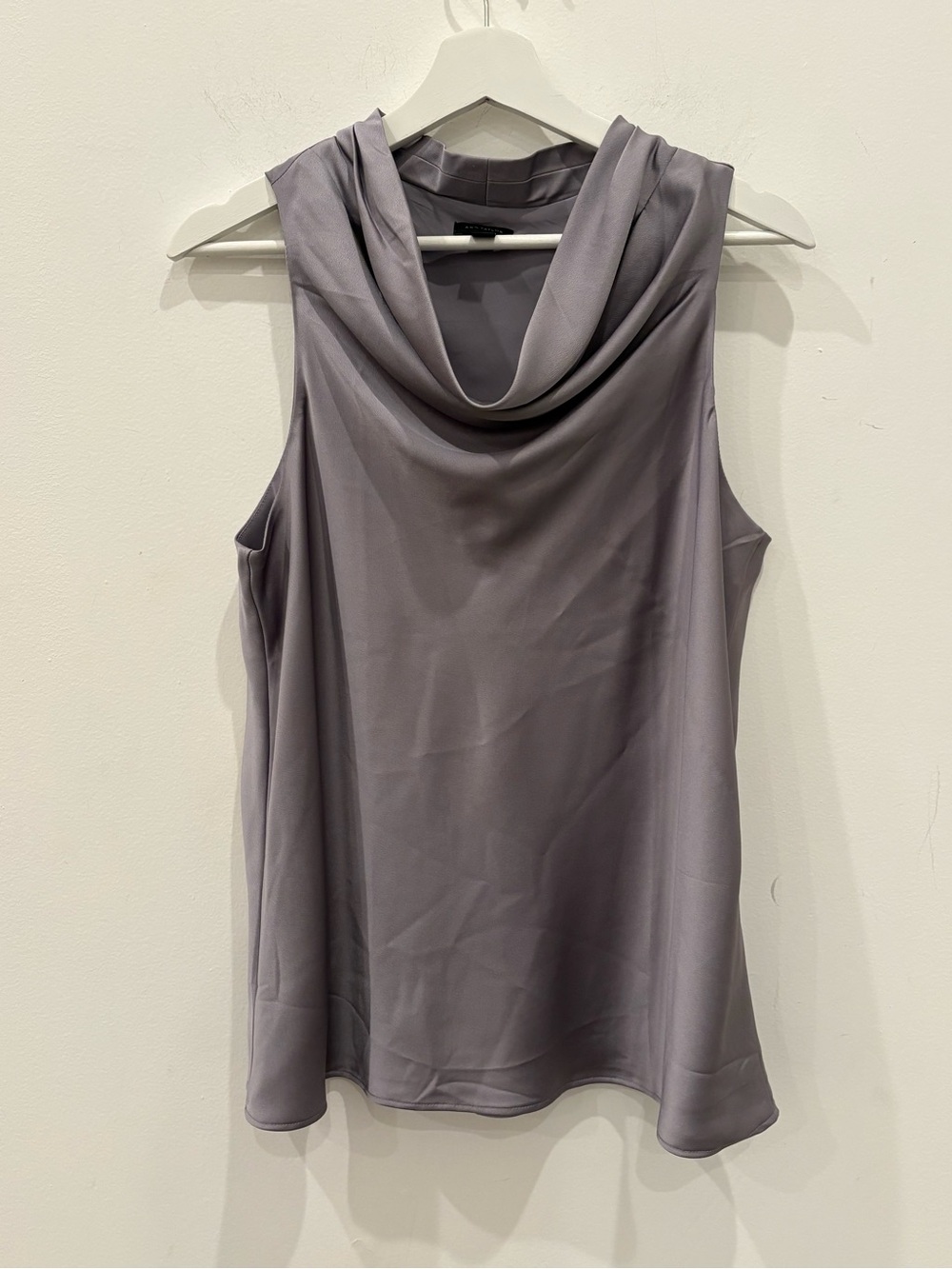 Ann Taylor Sleeveless Cowl Neck blouse Top in grey sz M satin career office part